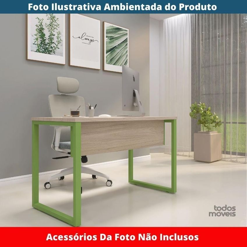 Mesa De Trabalho Retangular P25 Tub Contemporânea Mdf-mdp 150cm Bege Pandin Móveis - imagem 3