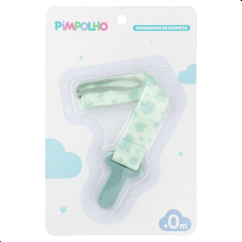 Prendedor De Chupeta Com Desenho 14cm Silicone Verde Folhas Pimpolho Unico - imagem 3