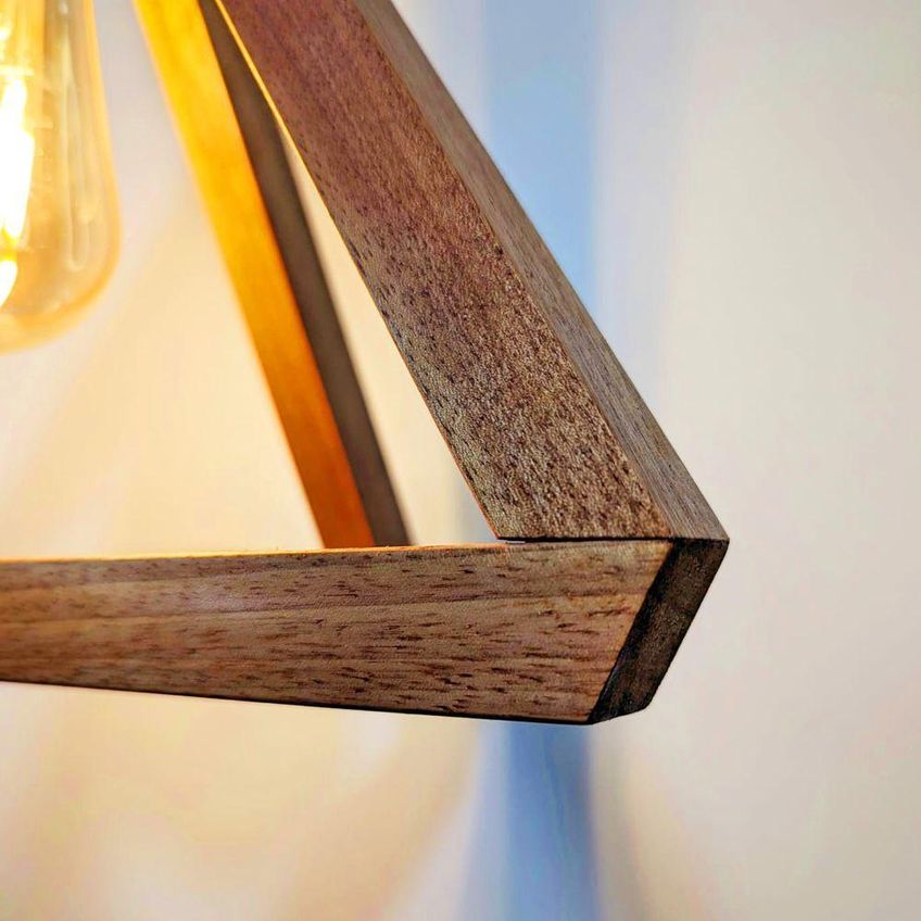 Luminária De Teto Pendente Madeira Maciça Rústica Retrô Moderna Bivolt Jequitibá E27 - imagem 2