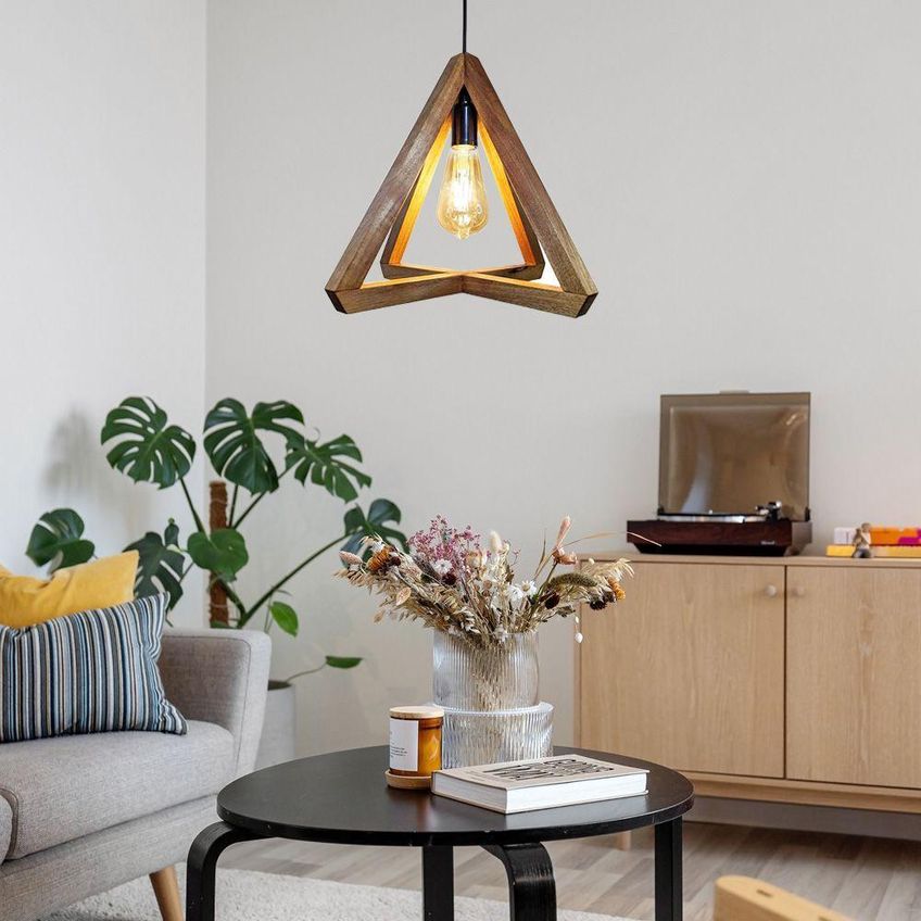 Luminária De Teto Pendente Madeira Maciça Rústica Retrô Moderna Bivolt Jequitibá E27 - imagem 3