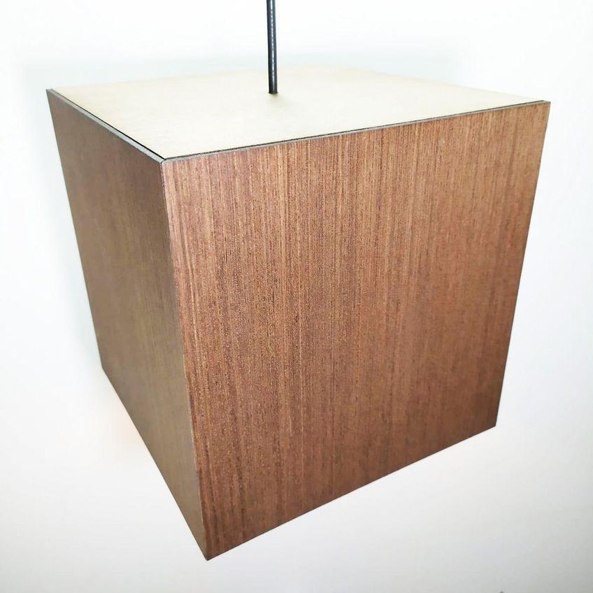 Luminária Pendente De Teto MDF Lâmina Madeira Rústica Imbuia - imagem 5