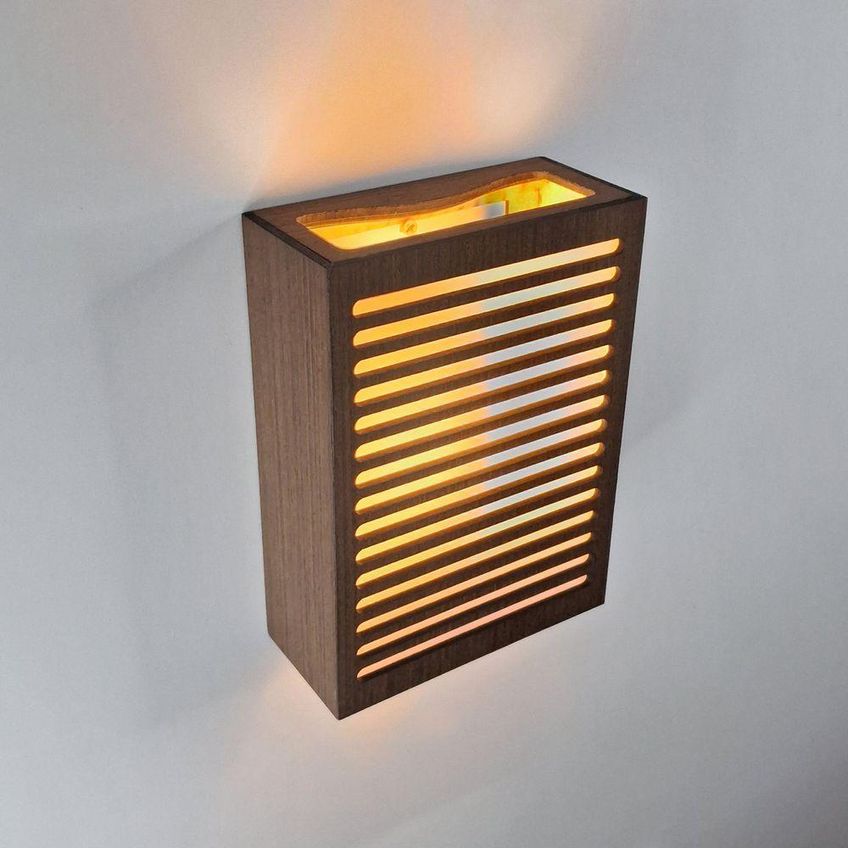 Luminária Parede Decorativa Led Corredor Quarto Sala Imbuia Bivolt Mdf Lâmina Natural - imagem 3