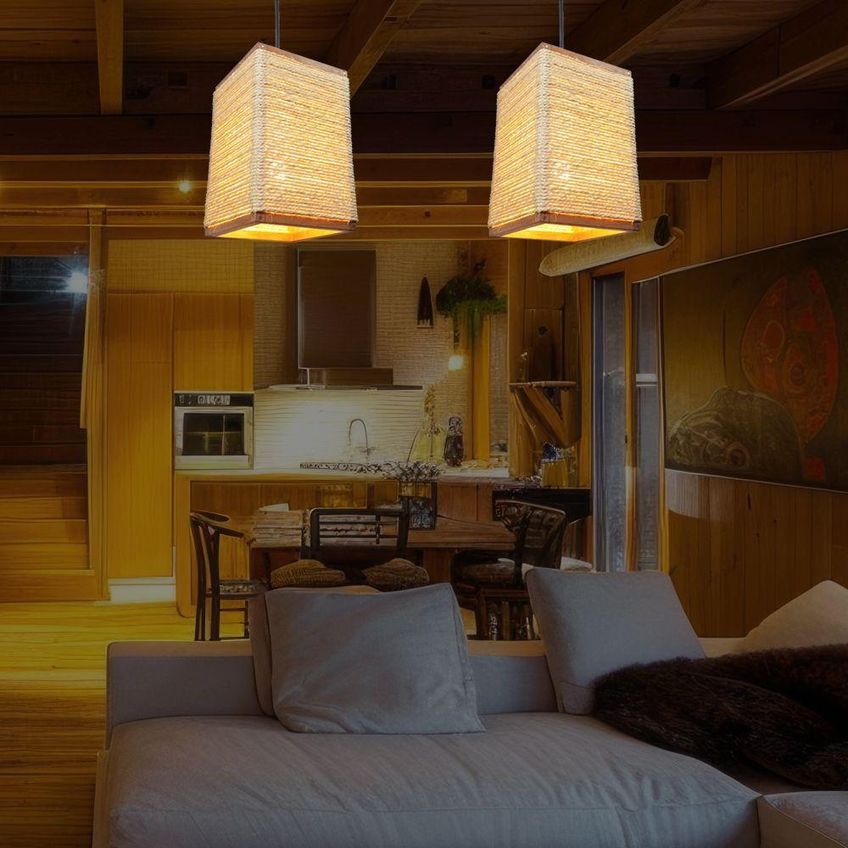 Luminária Pendente De Teto Lustre Rústico Sisal Palha Bivolt - imagem 4