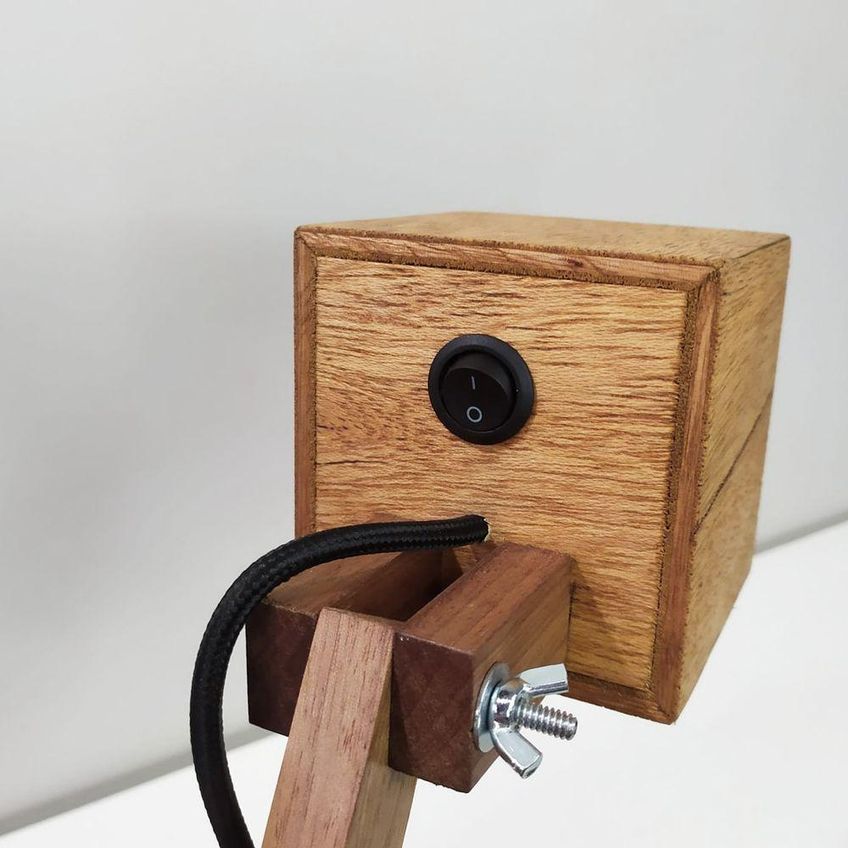Luminária De Mesa Abajur Articulável Retrô Vintage Sala Bivolt Led Madeira Natural - imagem 5