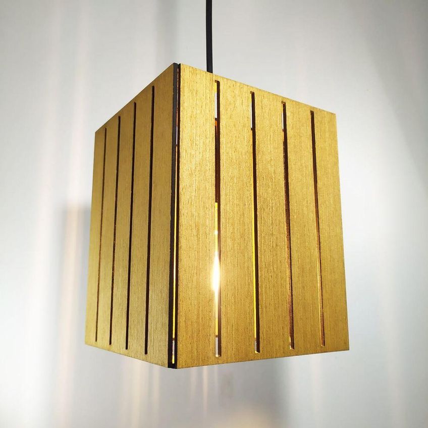 Luminária Teto Pendente Lustre Madeira MDF Rústica Freijó Bivolt Marrom Dimerizável - imagem 3