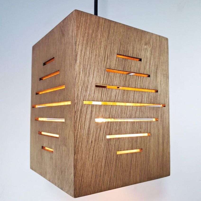 Pendente De Teto Modelo Sala Quarto Balcão Iluminação Dimerizável Madeira Rústica Bivolt - imagem 3