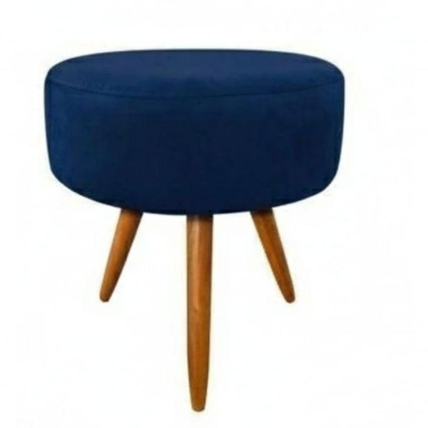 Puff Redondo Pés Palito Assento Espuma Suede Marrom SMF Decor - imagem 3