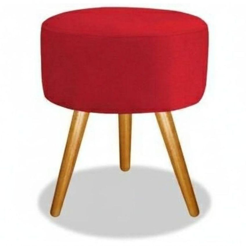 Puff Redondo Pés Palito Assento Espuma Suede Marrom SMF Decor - imagem 4