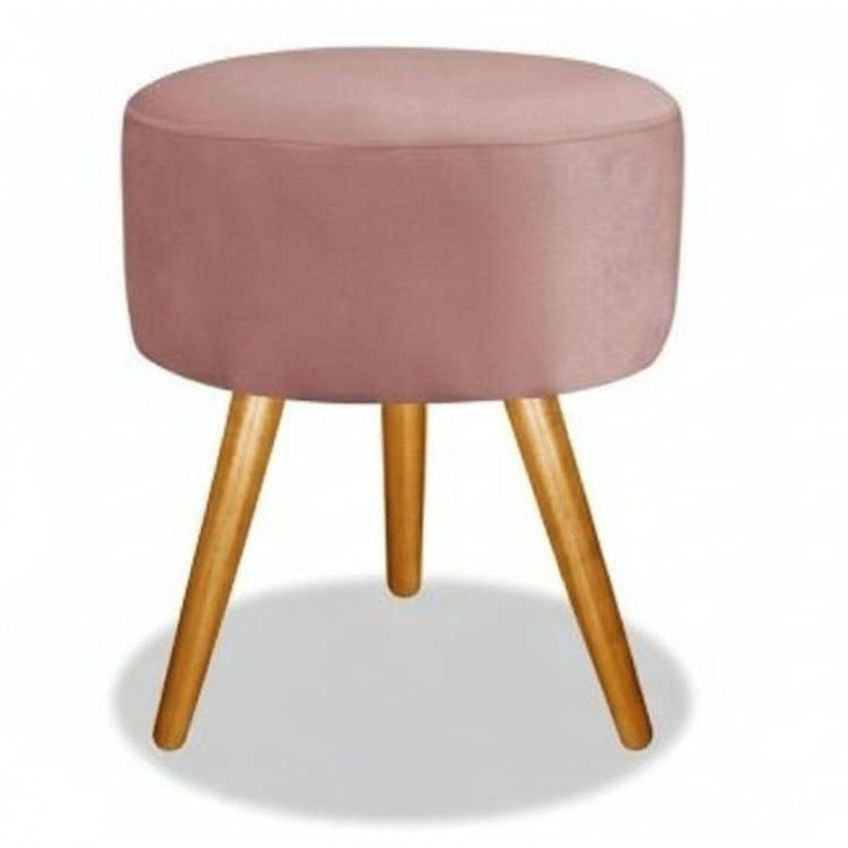 Puff Redondo Pés Palito Assento Espuma Suede Marrom SMF Decor - imagem 5