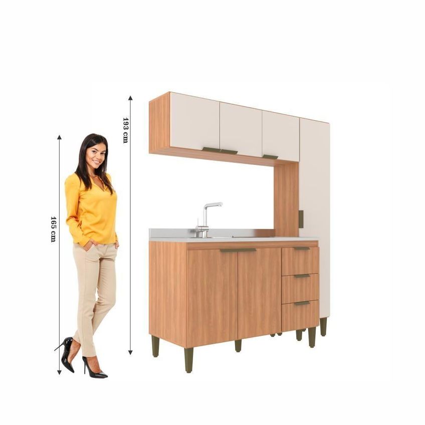 Cozinha Completa Modulada Bia 6 Portas 3 Gavetas Freijó E Off White J Carvalho Móveis - imagem 2