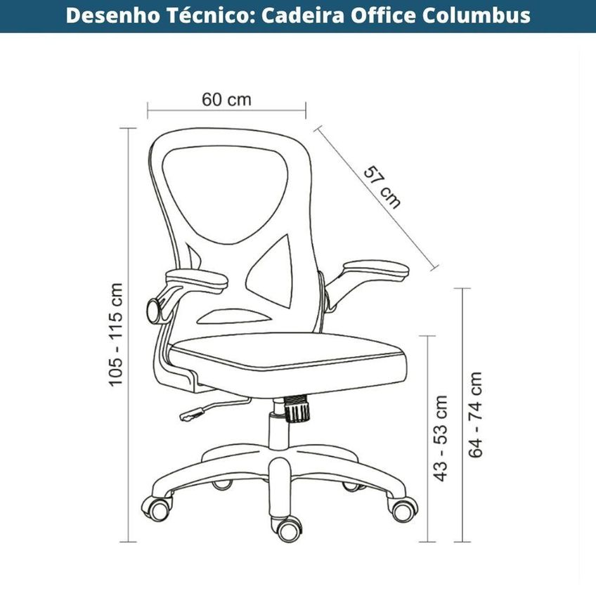 Cadeira Escritório Diretor Columbus Tela Mesh Encosto Reclinável Cinza Rivatti Móveis - imagem 4