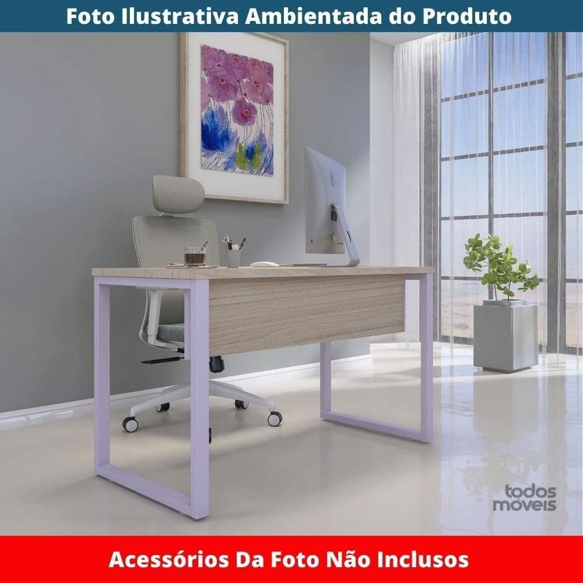 Mesa De Trabalho Retangular P25 Tub Contemporânea Mdf-mdp 150cm Marrom Pandin Móveis - imagem 3