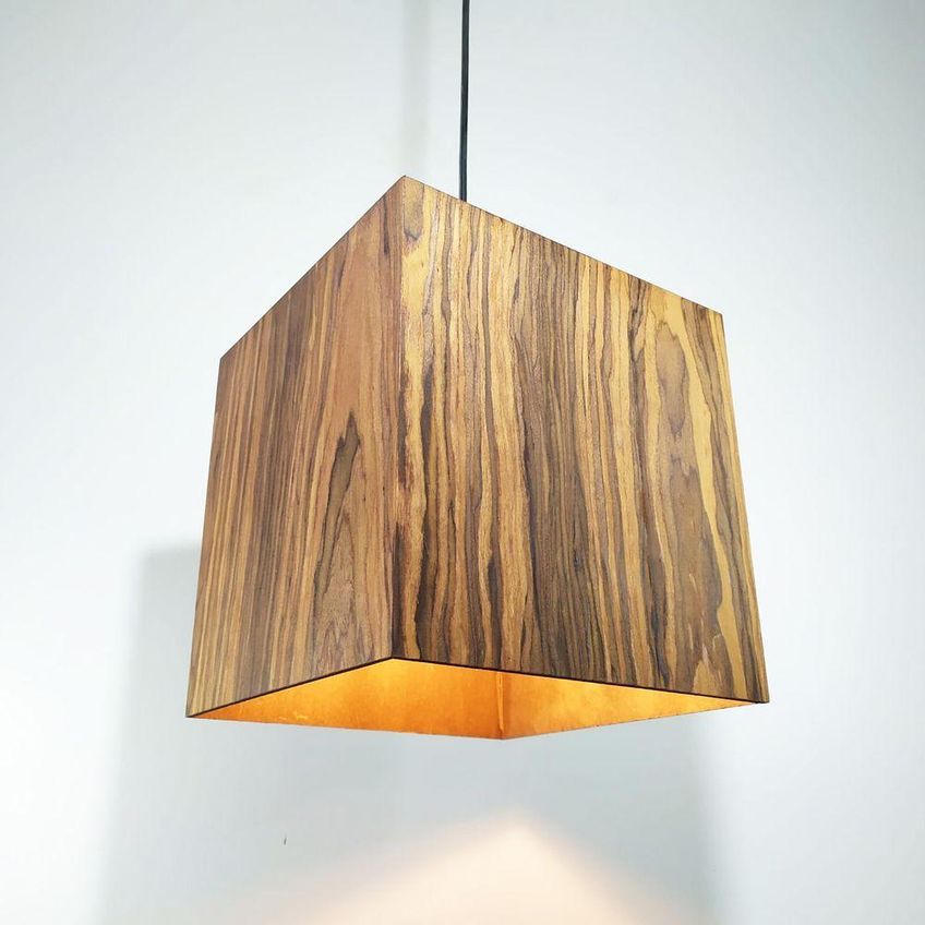 Luminária Pendente De Teto Natu Pau De Ferro MDF Lâmina Madeira Bivolt Marrom - imagem 3