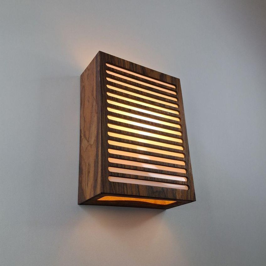 Luminária Parede Decorativa LED Corredor Quarto Sala Ferro Bivolt Marrom MDF - imagem 5