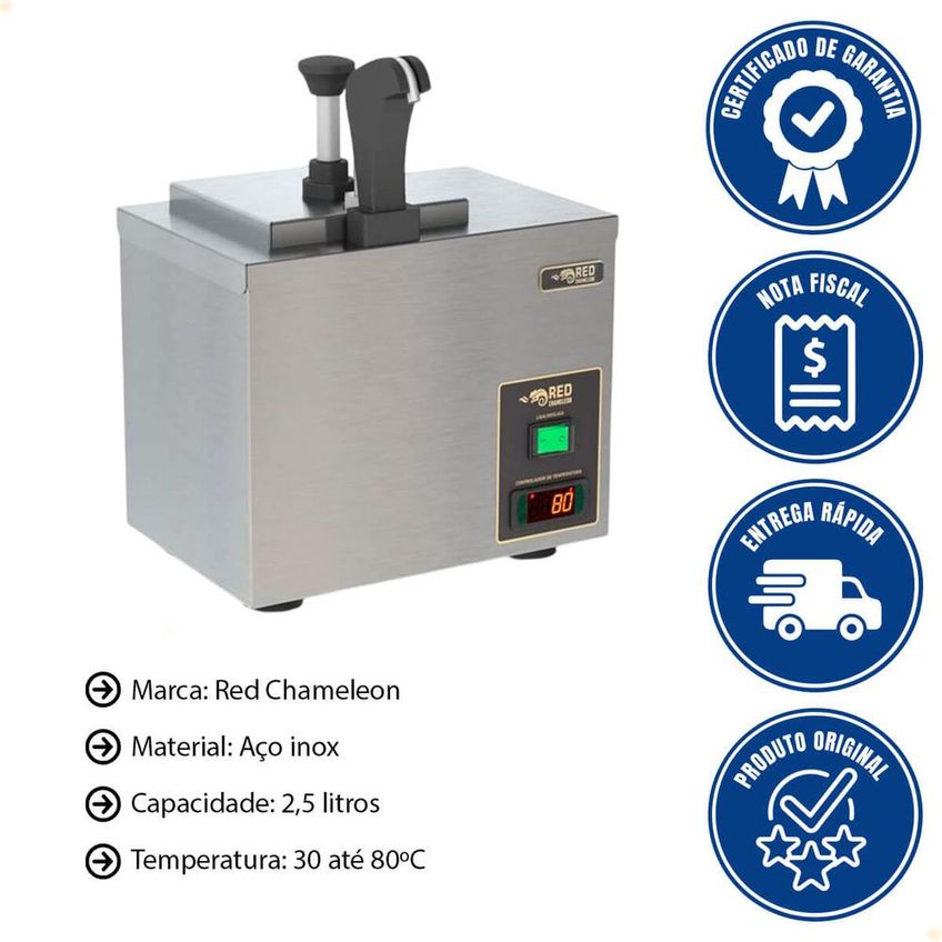 Dispenser De Molhos E Queijo Red Chameleon Em Inox 2,5 Litros 220v Dispq - imagem 4