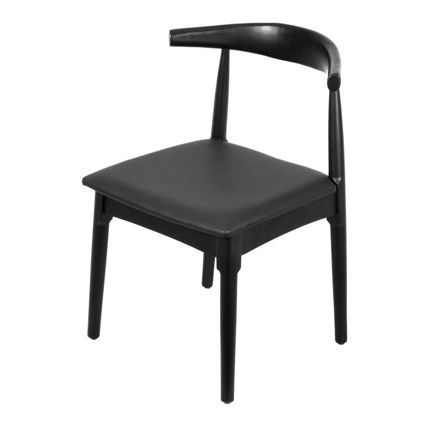 Cadeira Para Sala De Jantar Em Madeira Maciça Elbow Preto - imagem 3