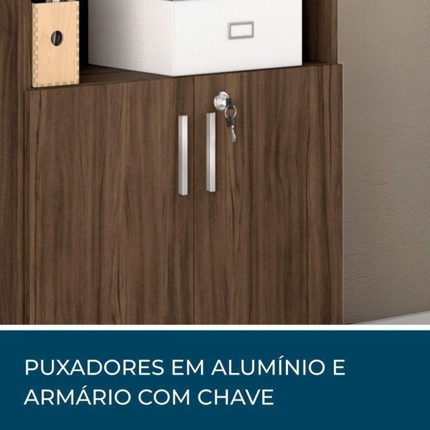 Kit 3 Armários Para Escritório Semi-aberto 2 Portas Com Chave Nogal Trend - imagem 5