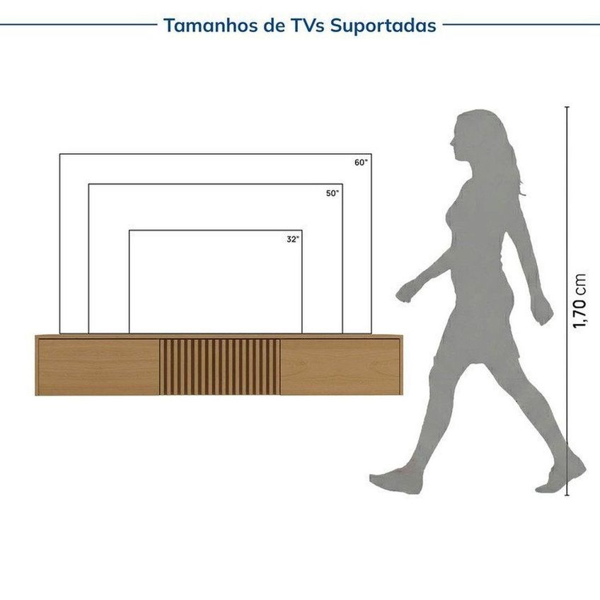 Rack Ripado Com Painel Tv Até 60 Polegadas 160cmx250cm Aruá Cabecasa Madeiraoriginals Marrom/jatob Jatoba - imagem 5
