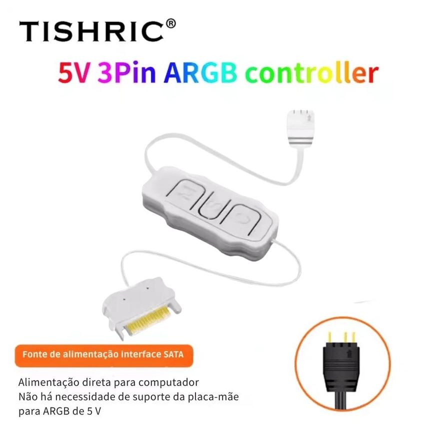 Controlador Argb Tishric 5v 3 Pinos P/ Sata Tsr032 Branco - imagem 2