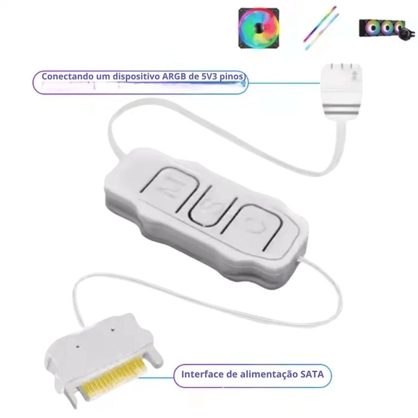 Controlador Argb Tishric 5v 3 Pinos P/ Sata Tsr032 Branco - imagem 3