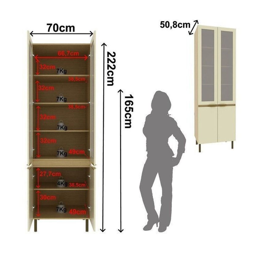 Cozinha Modulada Compacta Sem Tampo De Pia Com Cristaleira E Porta Temperos Nanda Nature/arenas - imagem 3