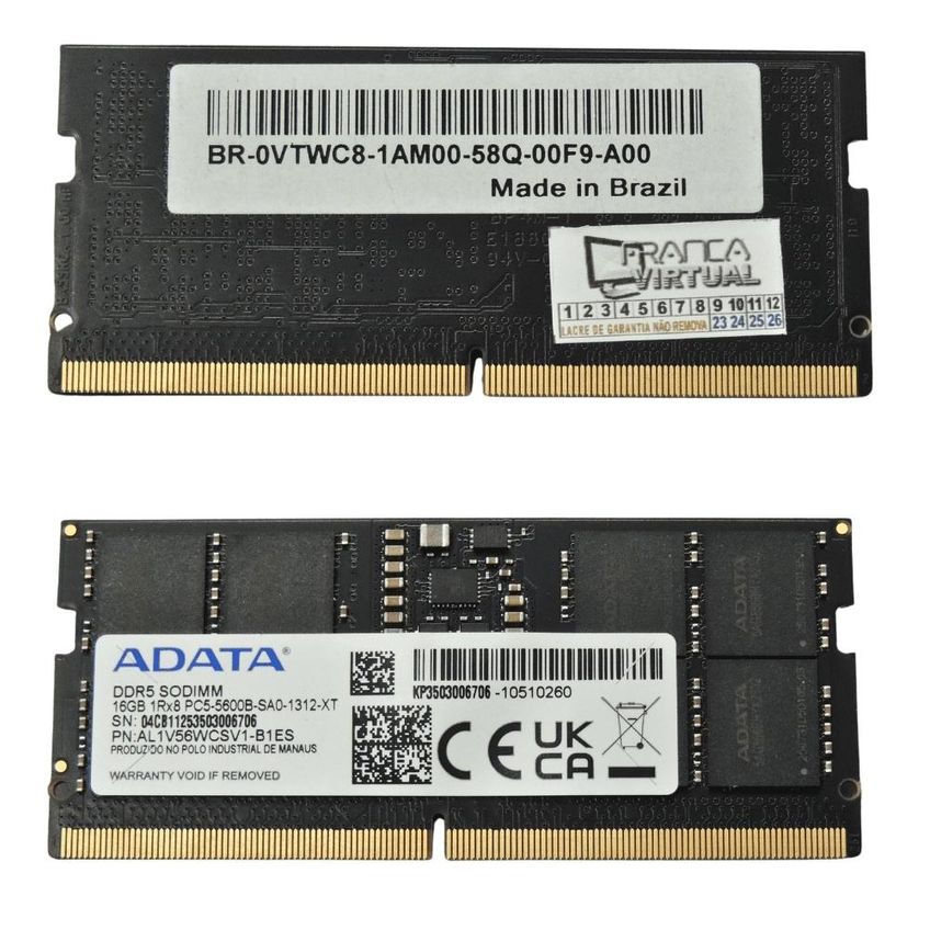 Memória Ram Para Notebook 16gb Ddr5 5600mhz Adata Sodimm - imagem 4