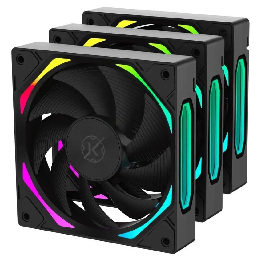 Kit 3x Coolers Halo Reverse ARGB 120mm Kalkan Até 2200rpm Cor Preto - imagem 4
