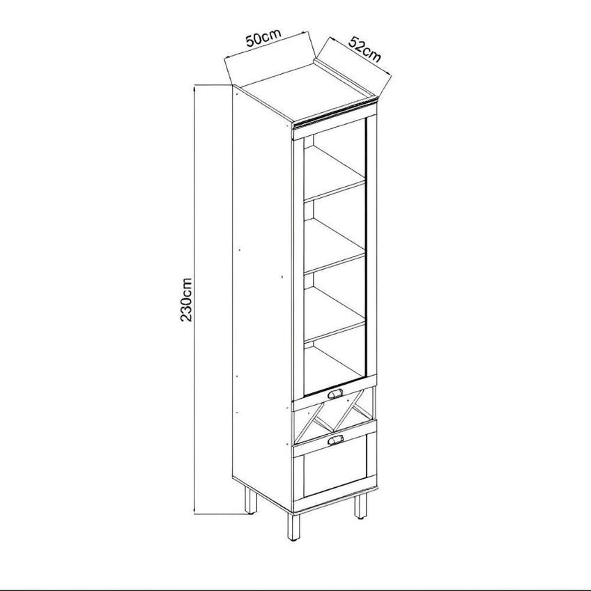 Cristaleira 50cm 1 Gavetão MDF Fendi Com Branco Genialflex Móveis - imagem 4