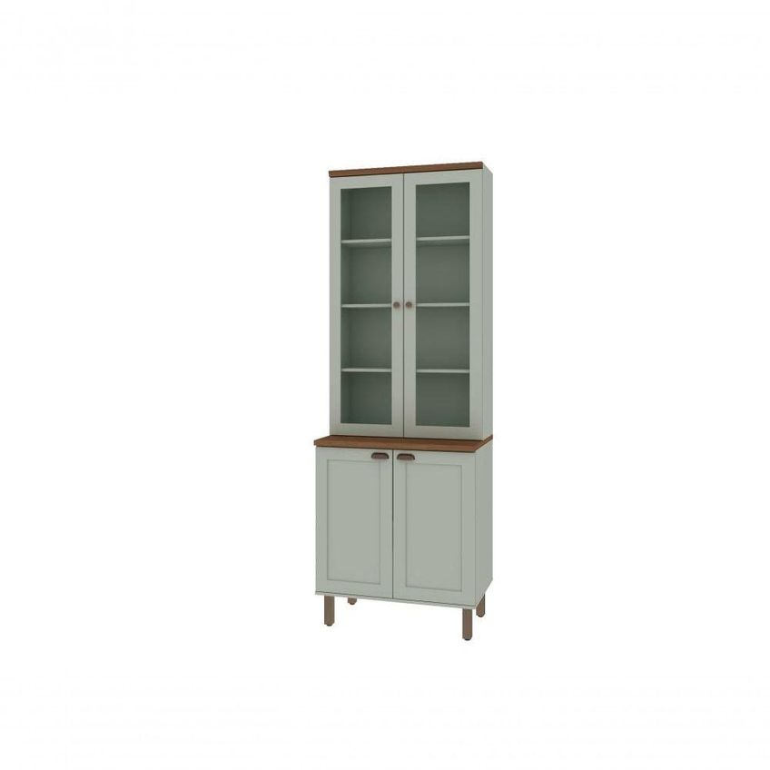 Cristaleira Cozinha Modulada 2 Portas MDF 80cm Mint Com Ébano Genialflex Móveis - imagem 2