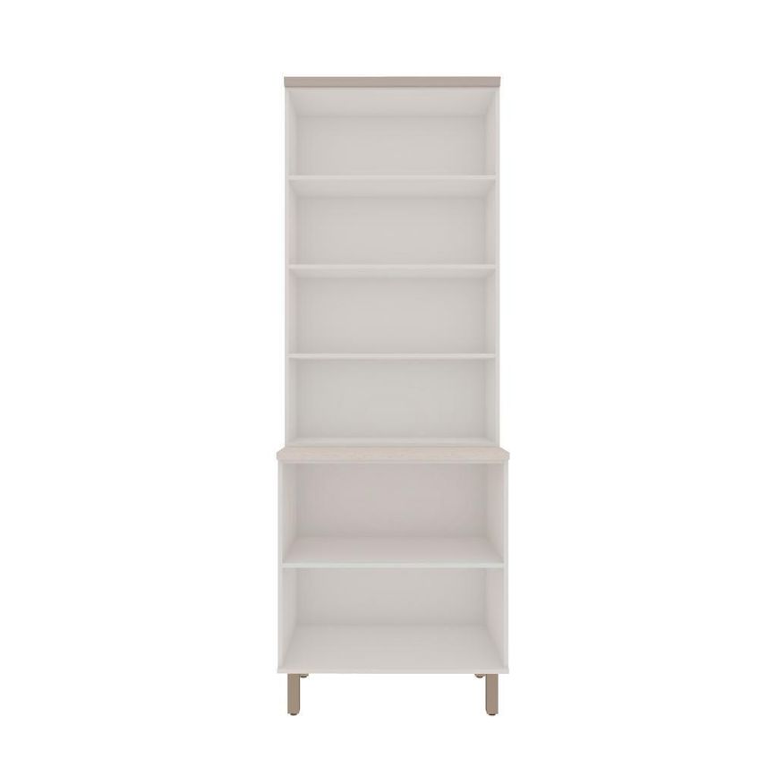 Cristaleira 80cm 2 Portas Vidro Balcão MDF 80cm Fendi Com Branco Genialflex - imagem 3