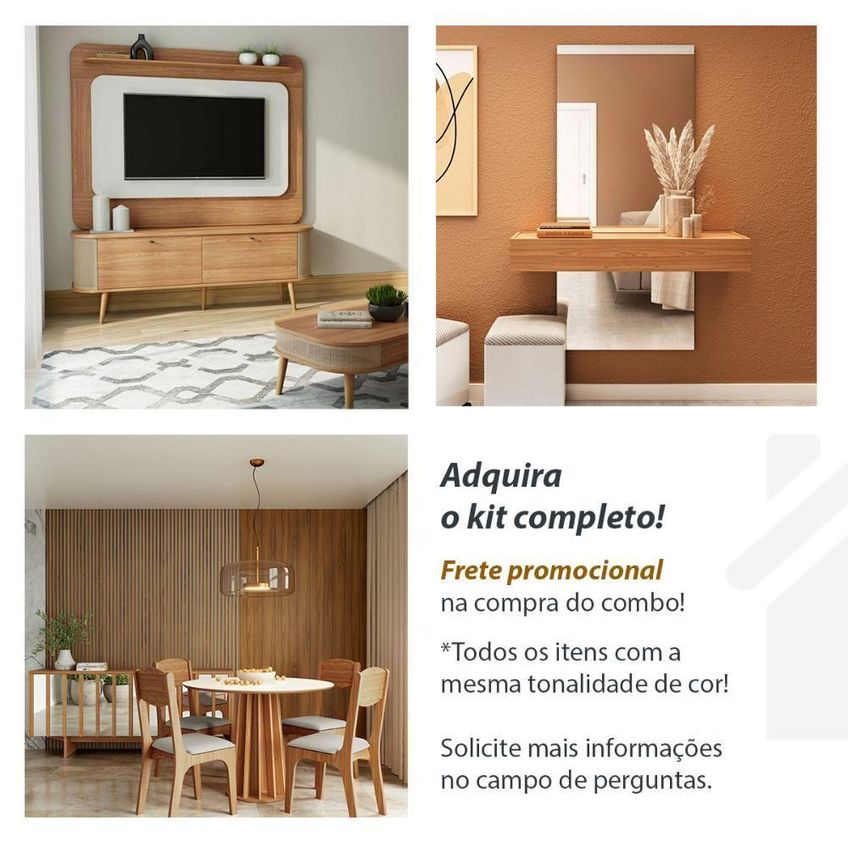 Prateleira Flutuante Suspensa 150cm MDF Fixação Parafuso Minimalista Freijó Dalla Costa Móveis - imagem 3