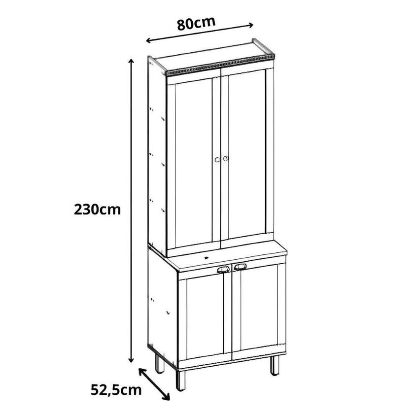 Cristaleira Cozinha Modulada 2 Portas MDF 80cm Mint Com Ébano Genialflex Móveis - imagem 4