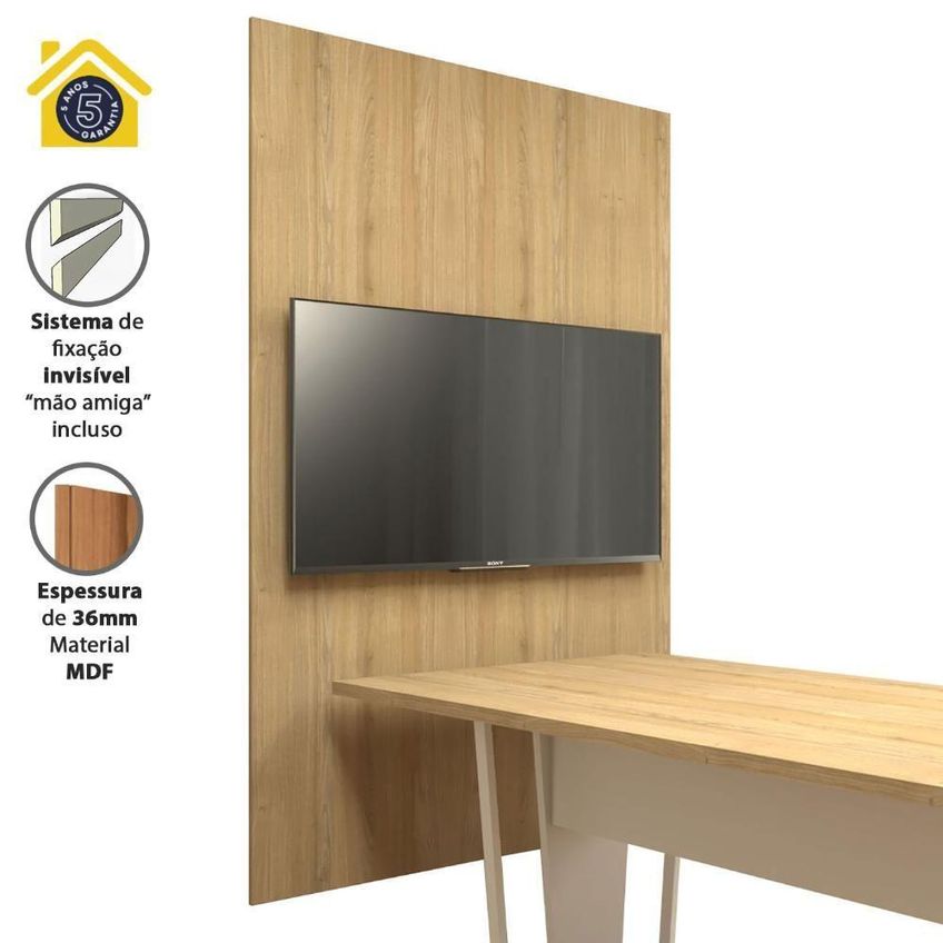 Painel De TV Para Sala De Reunião F5 Office MDF 120cm Macadâmia - imagem 3