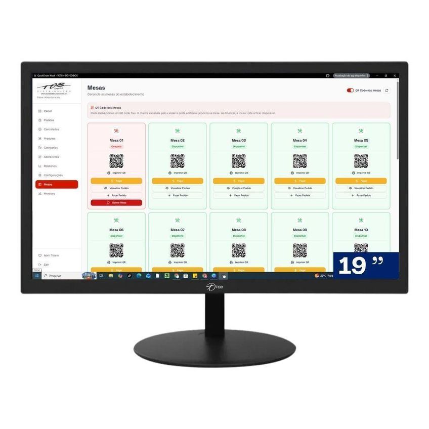 Computador PDV Com Impressora E Monitor TOB Core i3 4GB 8GB SSD 240GB Sistema TOB Food Embarcado - imagem 3