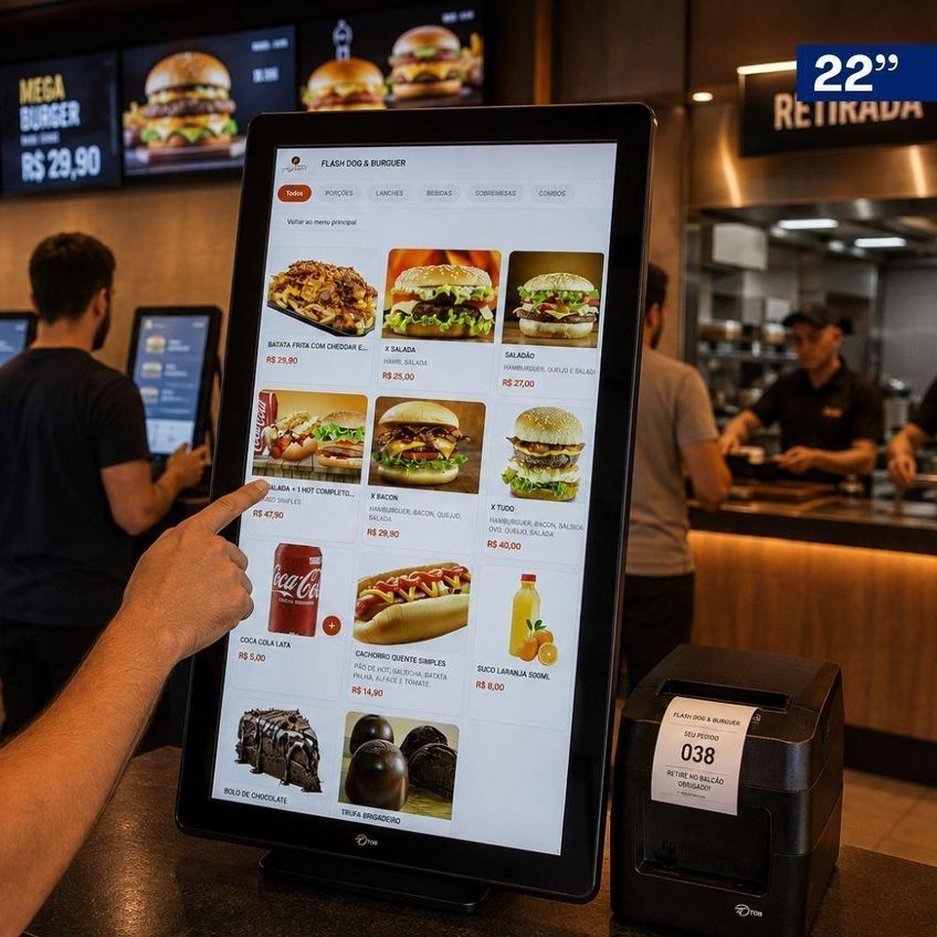 Terminal De Autoatendimento Checkout All In One Touch Tob 15" + 22" Intel N5095 8gb SSD 120gb - imagem 3
