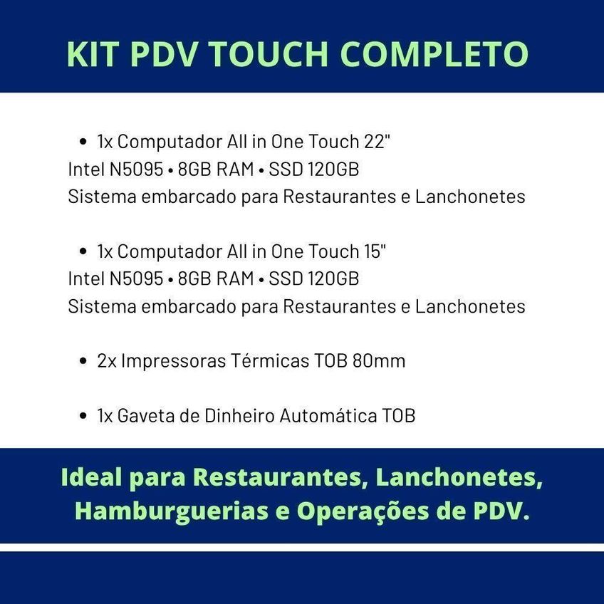 Terminal De Autoatendimento Checkout All In One Touch Tob 15" + 22" Intel N5095 8gb SSD 120gb - imagem 4