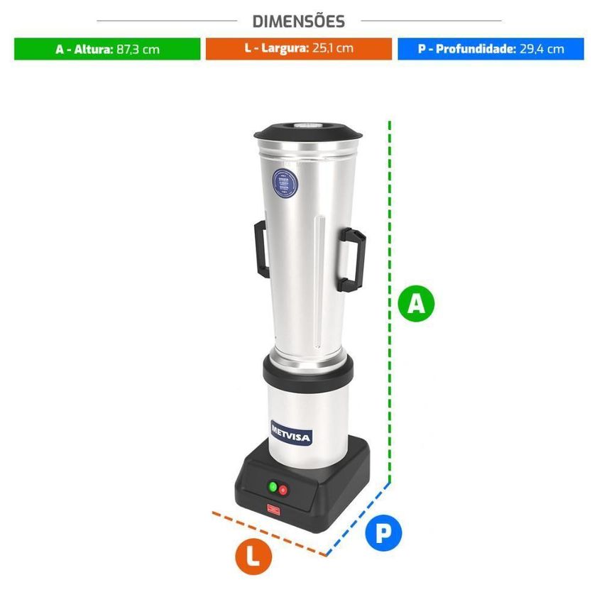 Liquidificador Comercial Lqi.10m Max 3400 Rpm Baixa Rotação 10l Cinza Metvisa - imagem 5