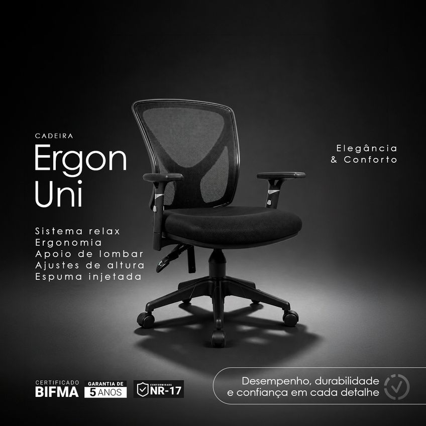 Cadeira De Escritório Diretor Corporativa Oficial Ergon Uni - imagem 3