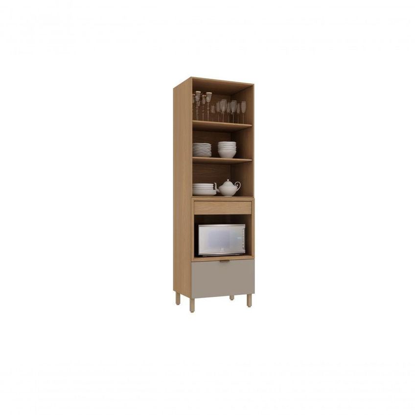 Paneleiro Torre Para Cozinha Vitra 2 Portas 2 Gavetas 70cm Freijó Mocca UV Luciane Móveis - imagem 2