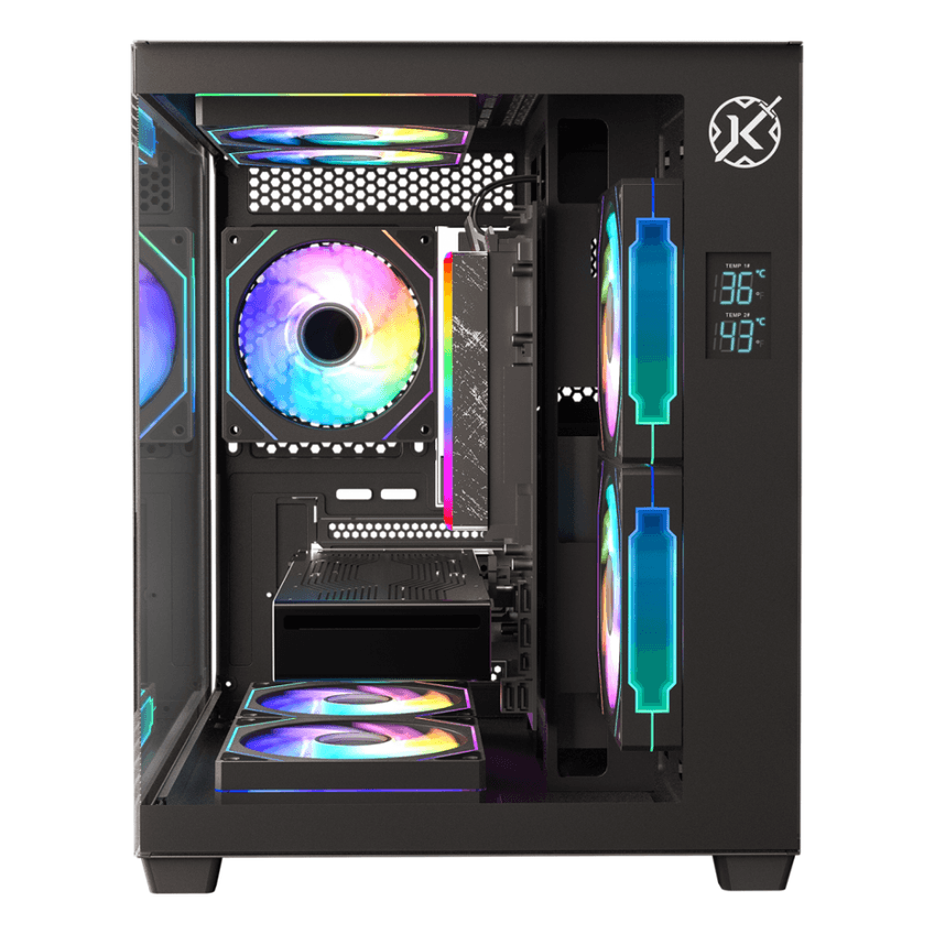 Gabinete Gamer Kalkan Midgard Digital Micro-atx Aquário S/fan Display Lcd Usb 3.0 Preto - Klk00085 - imagem 3