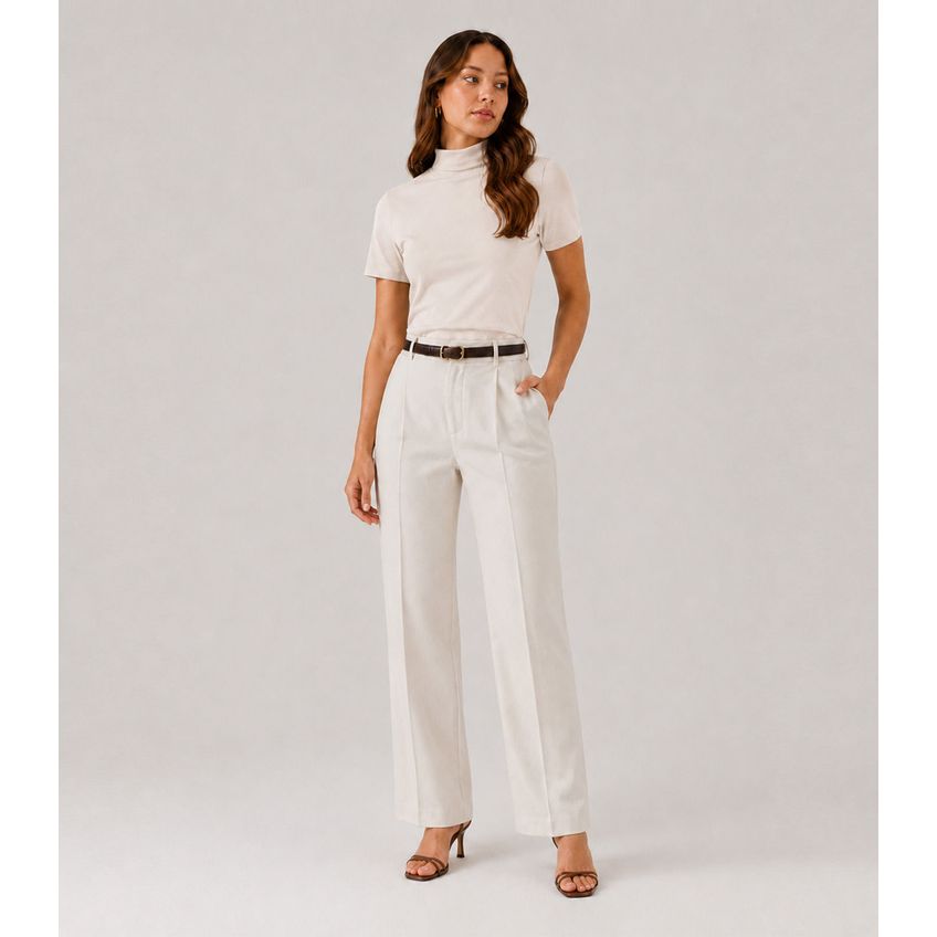 Blusa Feminina Ribana Gola Mais Alta Infinita Cor Bege M - imagem 3