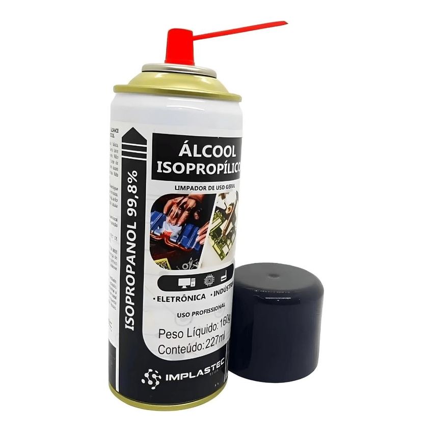 Álcool Isopropílico Spray 99,8% Aerossol 160g 227ml Implastec - imagem 5