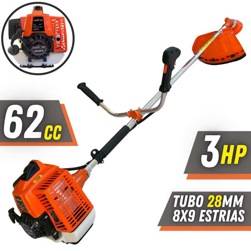 Roçadeira Duratork Dr620h5 3hp 62cc + Facas 2 Pontas, 3 Pontas, 6 Pontas, 40 Dentes Vídea, 80 Dentes, Trimmer, Carretel E Escova + Epi + Óleo Toya - imagem 2