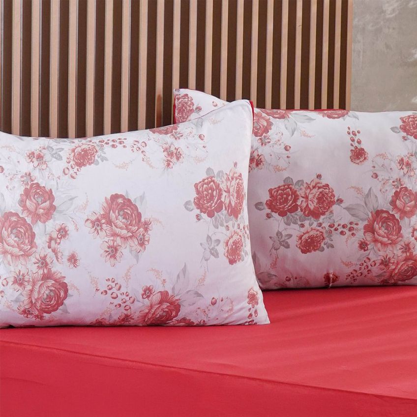 Jogo De Cama Solteiro Sensação 2 Pçs Malha 100% Poliéster 88x188x30cm Bene Casa Vermelho - imagem 5