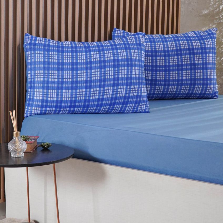 Jogo De Cama King Sensação 3 Pçs Malha 100% Poliéster 193x203x35cm Bene Casa Azul - imagem 3