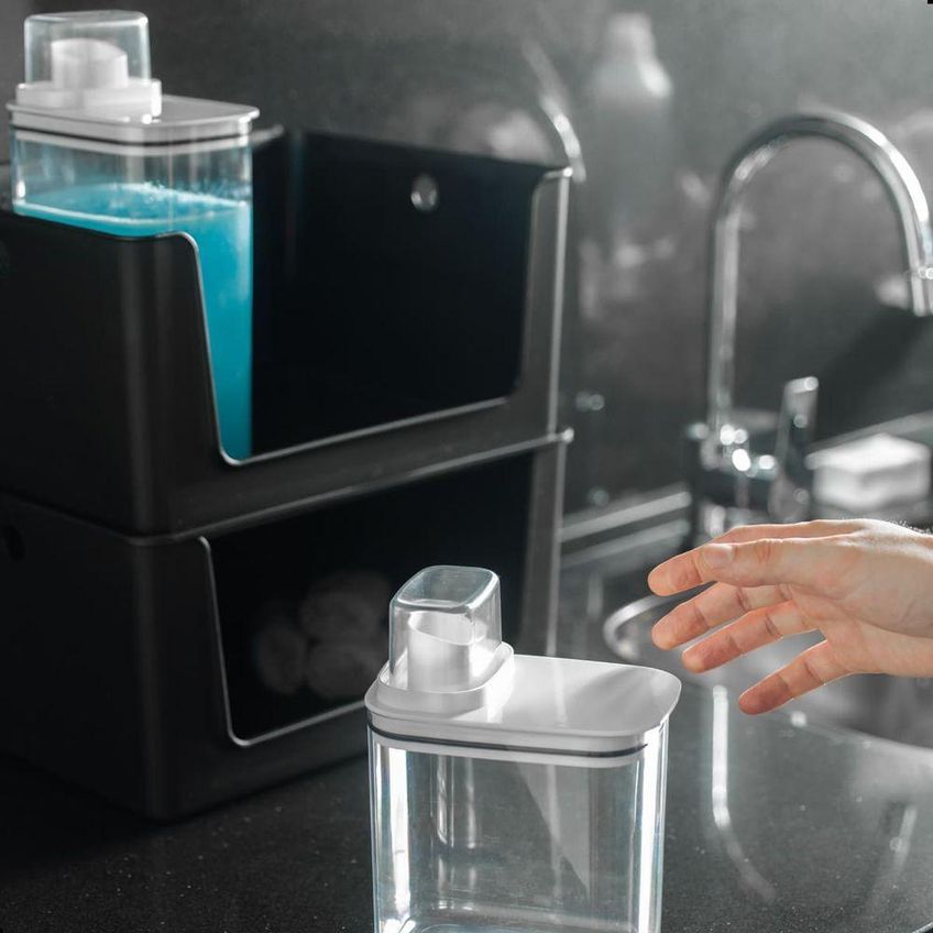 Dispenser De Sabão Com Dosador Dispenser Flow Plástico Resistente Branco 1,5l - imagem 5