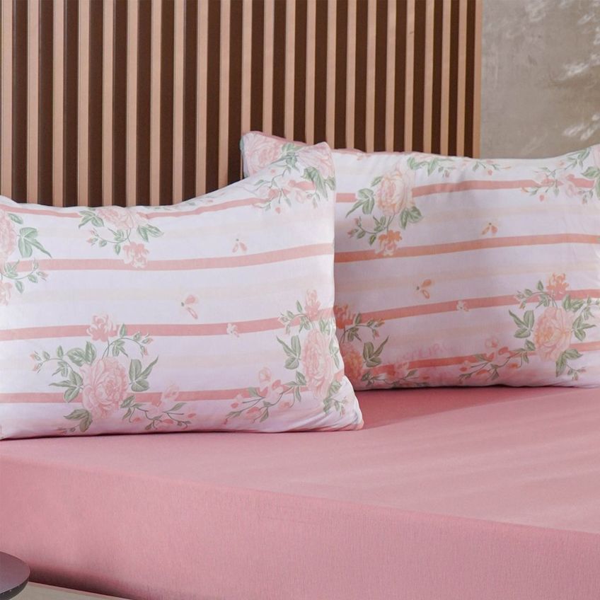 Jogo De Cama Casal Sensação 3 Pçs Malha 100% Poliéster 138x188x30cm Bene Casa Rosa - imagem 5