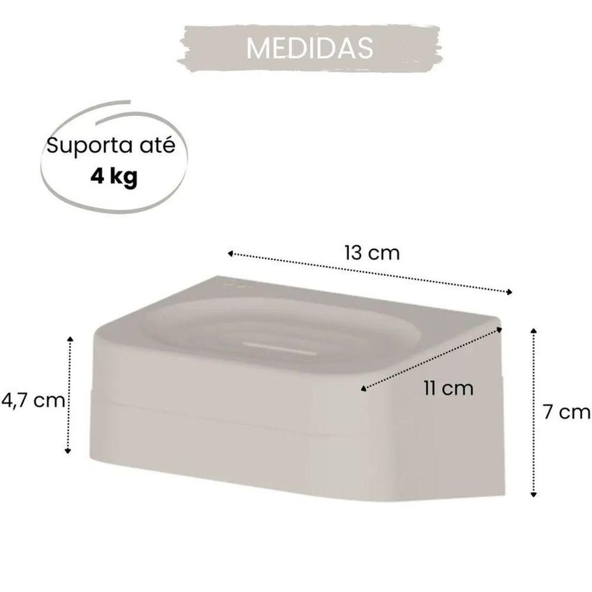 Porta Sabonete Parede Box Fixação Adesiva Dispensa Furos Branco Ou - imagem 3