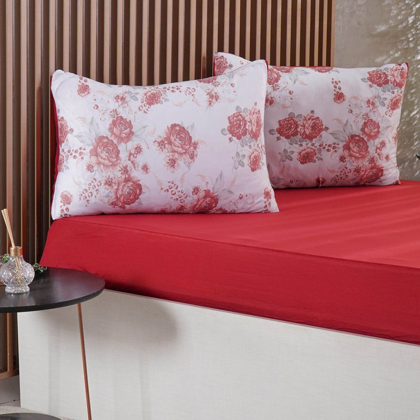 Jogo De Cama King Sensação 3 Pçs Malha 100% Poliéster 193x203x35cm Bene Casa Vermelho - imagem 4