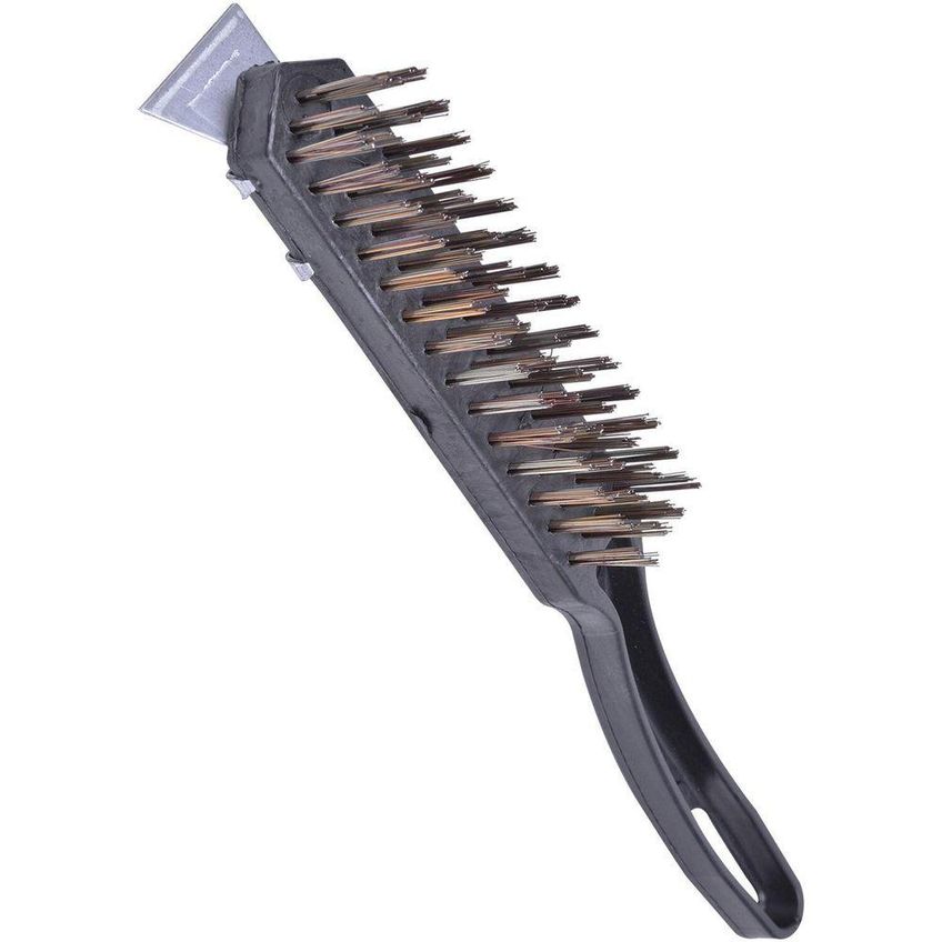 Escova De Aço Manual Com Raspador 4 Fileiras Limpeza Pesada Worker - imagem 3